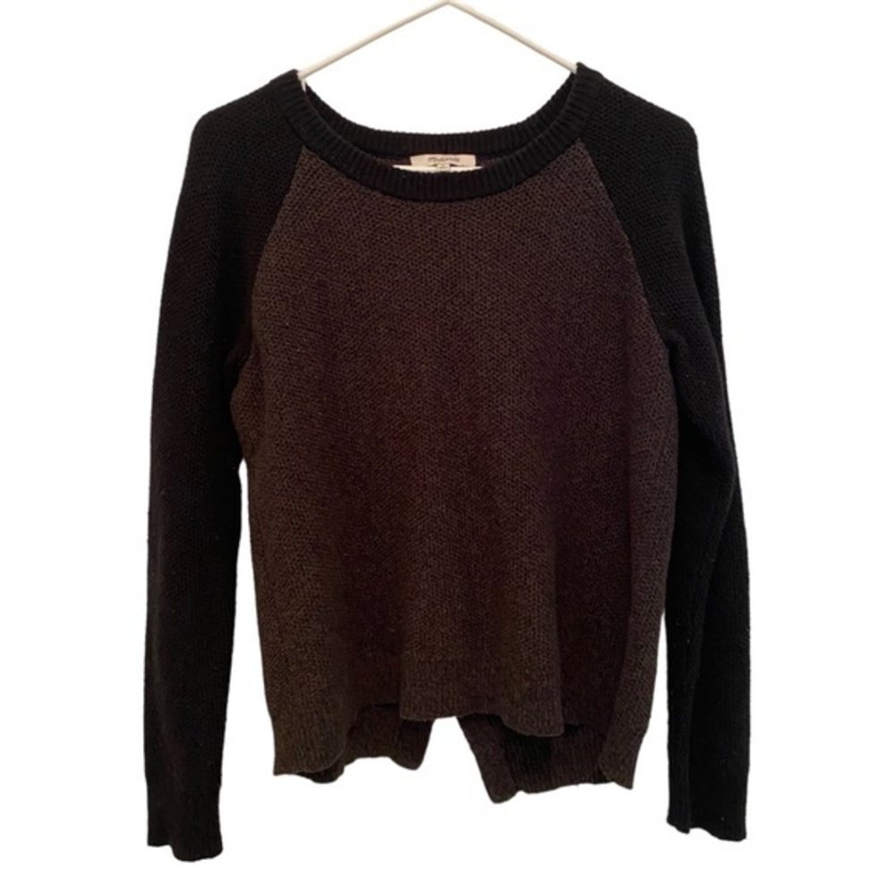 Madewell Charcoal Gray Black Seed Stitch Split Back Sweater Size‎ S